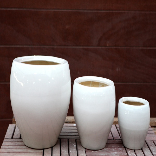 White Ceramic Pots M-CP-90-IP